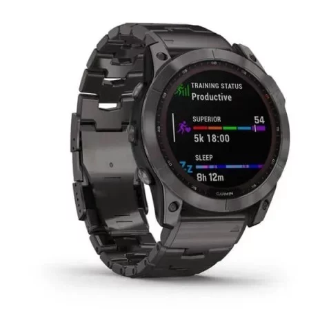 Смарт-часы Garmin fenix 7X Sapphire Solar карбоново-серые титановые DLC с титановим вентилируемым браслетом