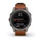 Смарт-годинник Garmin fenix 7 Pro Sapphire Solar Edition титановий з каштановим шкіряним ремінцем