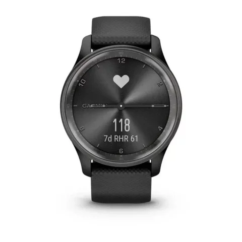 Смарт-часы Garmin vivomove Trend с грифельным стальным безелем, черными корпусом и ремешком