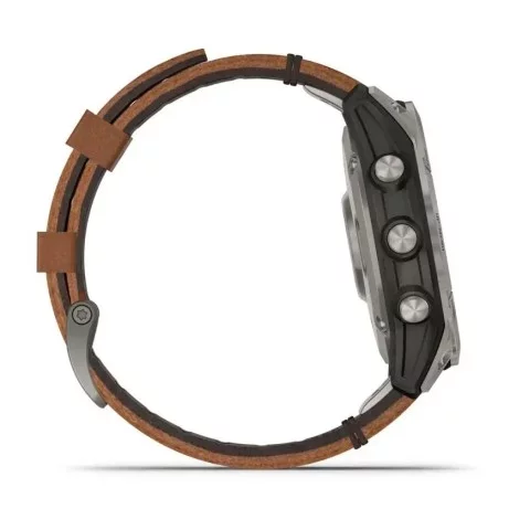 Смарт-годинник Garmin fenix 7 Pro Sapphire Solar Edition титановий з каштановим шкіряним ремінцем