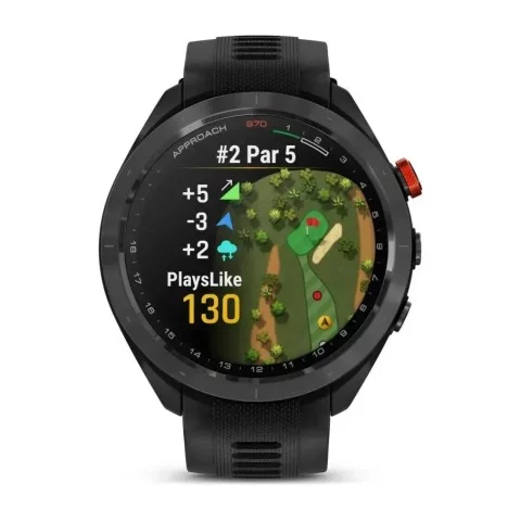 Смарт-часы Garmin Approach S70 (47 мм) с черным керамическим безелем и черным ремешком